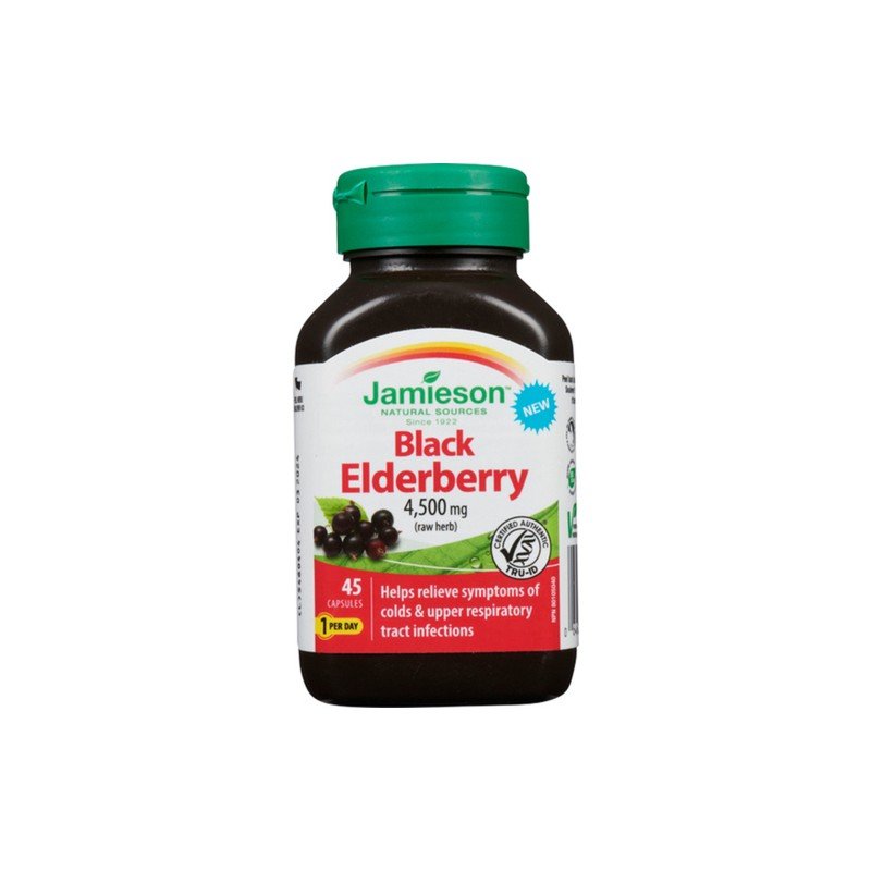 Jamieson Black Elderberry 4500 mg (raw herb) Capsules 45’s