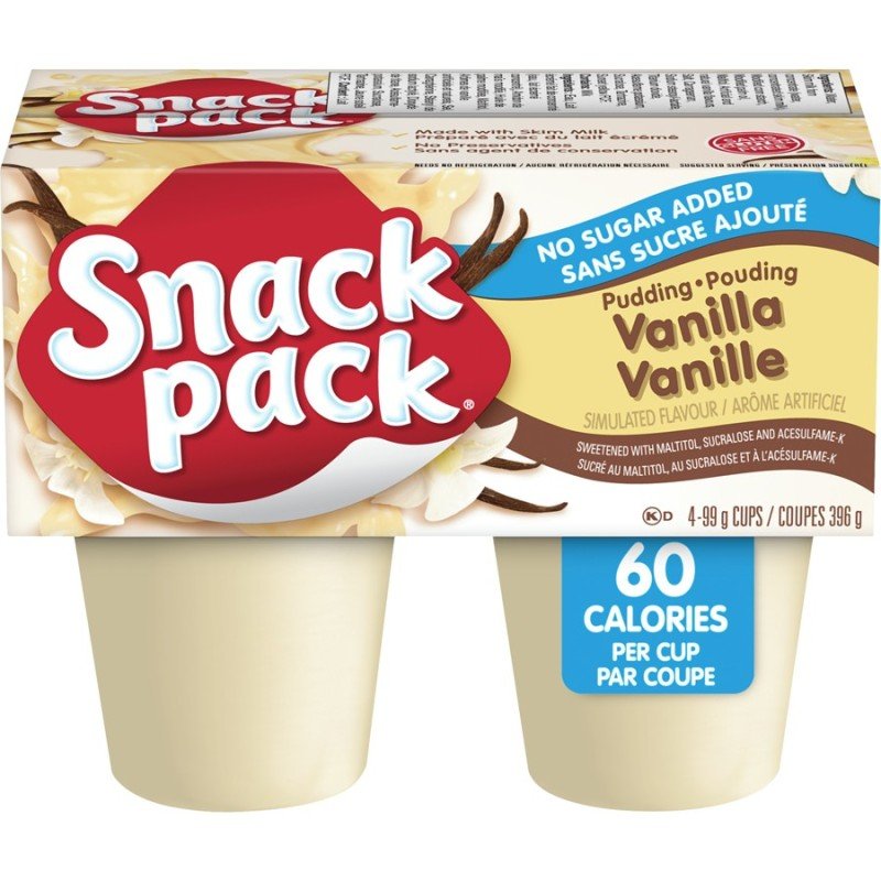 Snack Pack Pudding No Sugar Added Vanilla 4 x 99 g