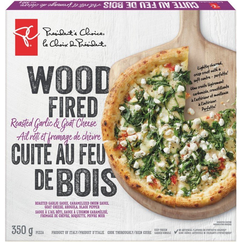 PC Wood Fired Roasted Garlic and Goat Cheese Pizza 350 g