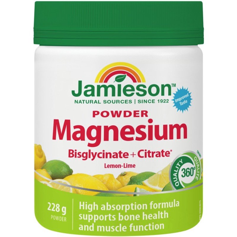 Jamieson Powder Magnesium Bisglycinate + Citrate Lemon-Lime 228 g