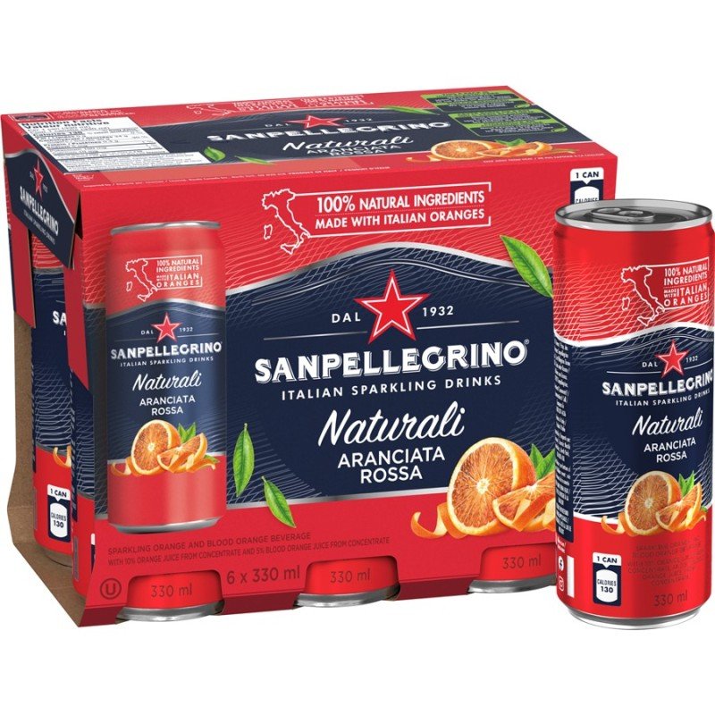 San Pellegrino Naturali Sparkling Fruit Beverage Aranciata Rossa 6 x 330 ml