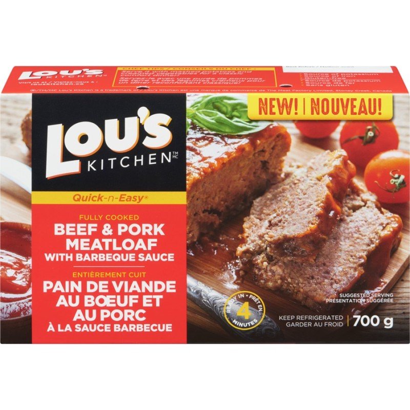 Lou's Kitchen Quick-n-Easy Fully Cooked Beef & Pork Meatloaf with Barbeque Sauce 700 g