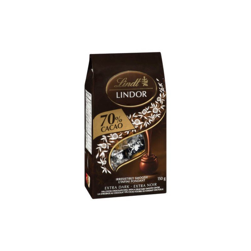 Lindt Lindor Irresistably Smooth 70% Cacao Extra Dark Chocolate Bag 150 g