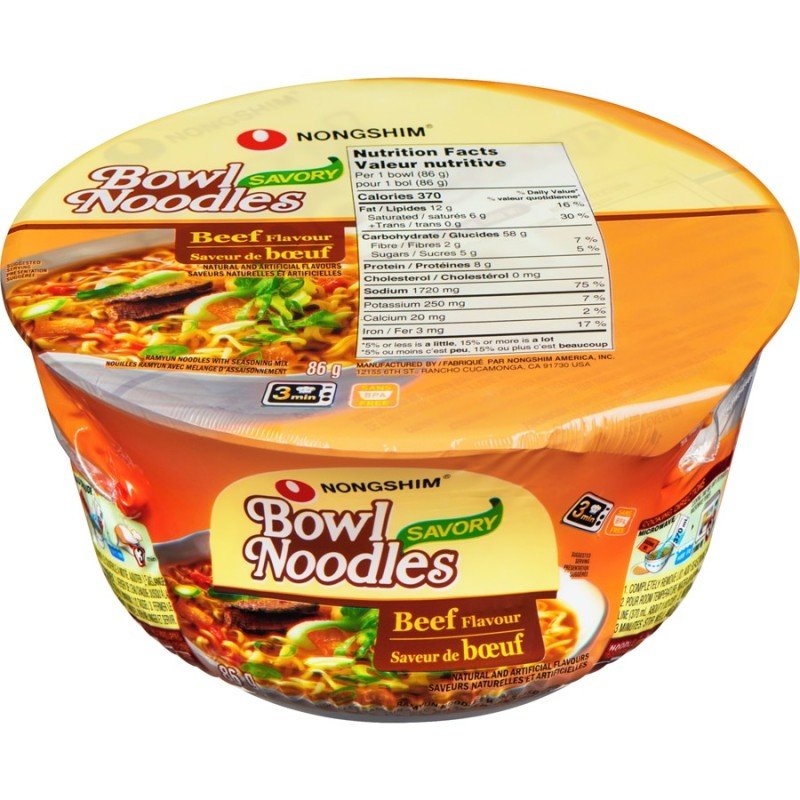 Nongshim Bowl Noodle Soup Savory Beef Flavour 86 g
