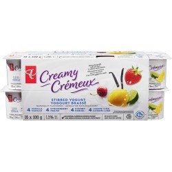 PC Creamy Stirred Yogurt Vanilla Strawberry Cherry Lemon-Lime 16 x 100 g