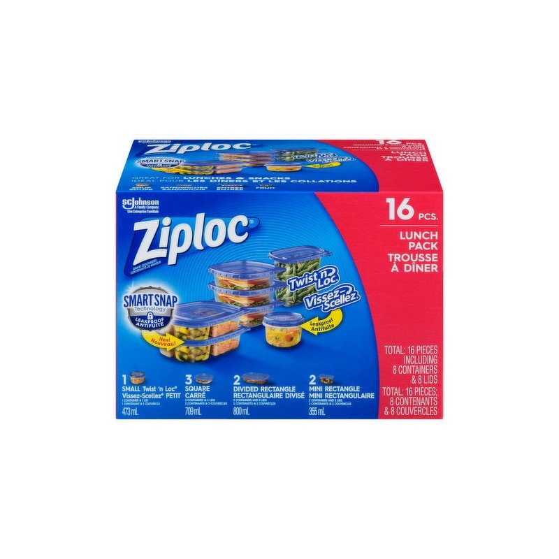 Ziploc Twist'n Loc Containers Lunch Pack 16's