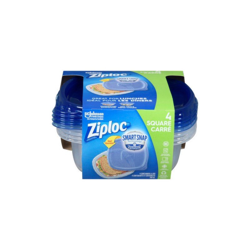 Ziploc Food Containers Small Square 4's