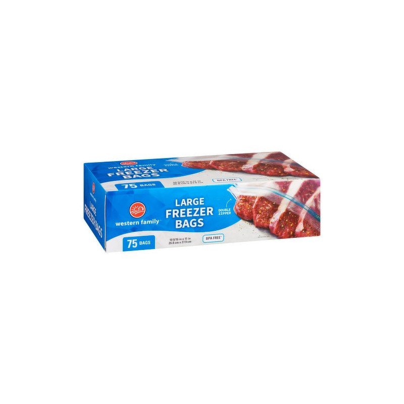 Western Family Double Zipper Freezer Bags Large 100's