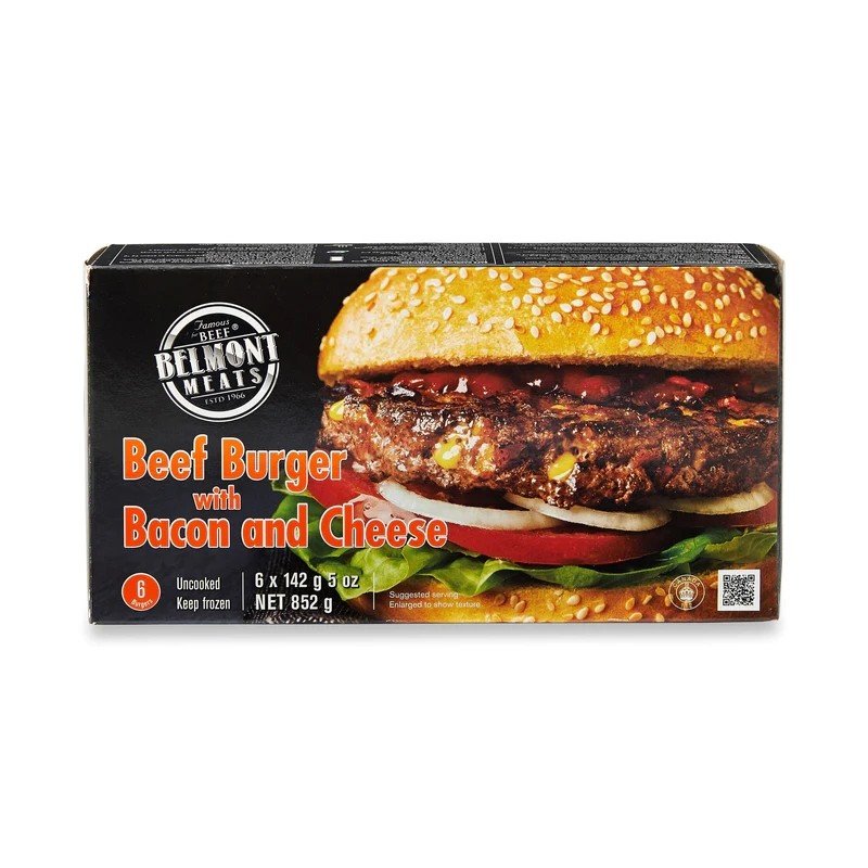 Belmont Beef Burgers with Bacon and Cheese 6 x 142 g