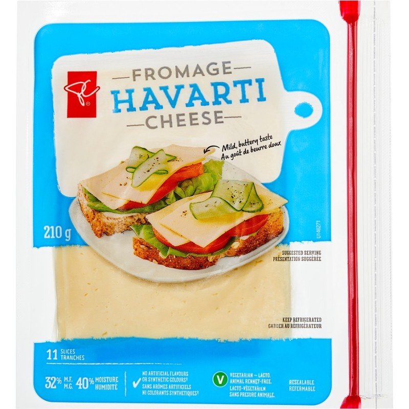 PC Havarti Sliced Cheese 210 g