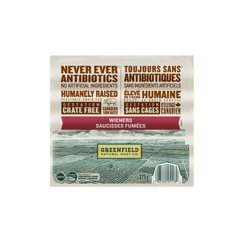 Greenfield Natural Meat Co Wieners 375 g