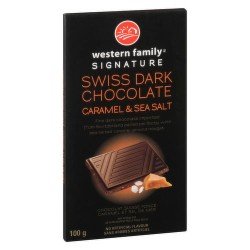 Western Family Signature Swiss Dark Chocolate Bar Caramel & Sea Salt 100 g