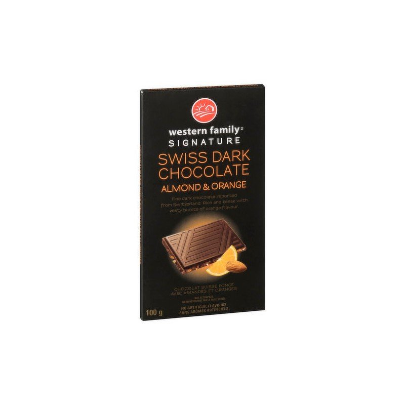 Western Family Signature Swiss Dark Chocolate Bar Almond & Orange 100 g