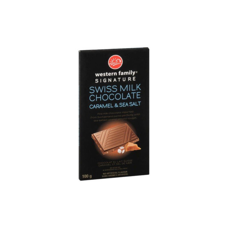 Western Family Signature Swiss Milk Chocolate Bar Caramel & Sea Salt 100 g