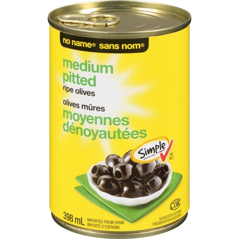 No Name Medium Pitted Ripe Olives 398 ml