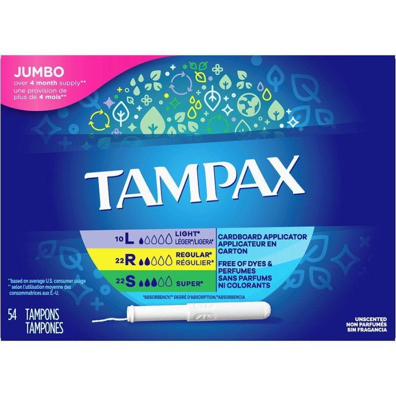 Tampax Tampons 10 Large-22 Regular-22 Small Multipak 54's