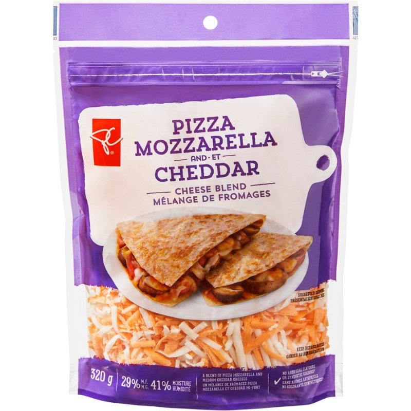 PC Shredded Cheese Pizza Mozzarella and Cheddar Cheese Blend 320 g