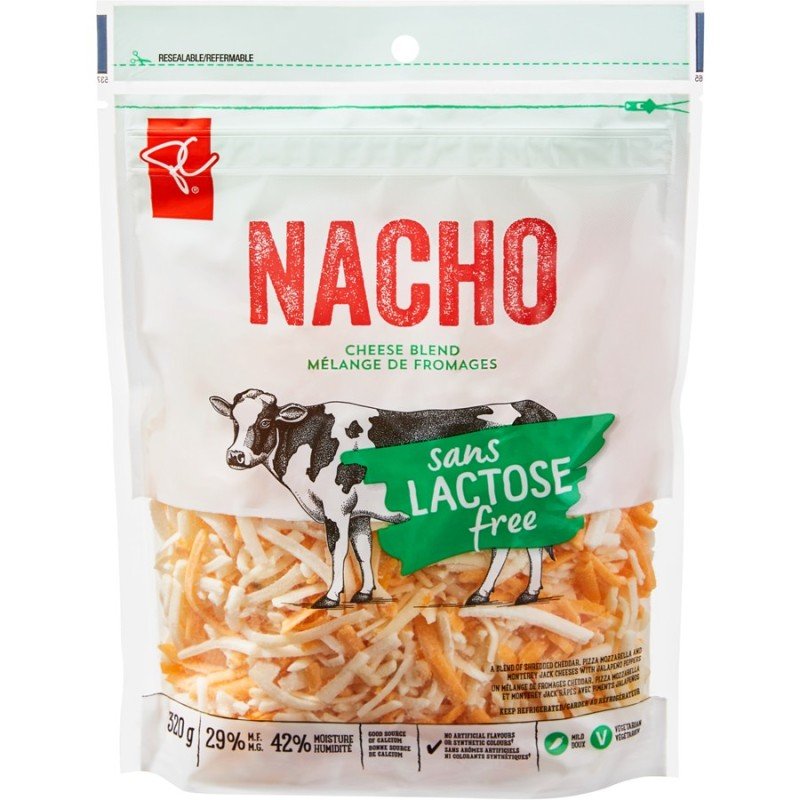 PC Lactose-Free Nacho Cheese Blend Shredded Cheese 320 g