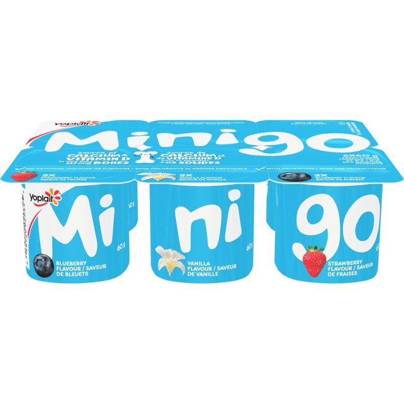 Yoplait Minigo Strawberry Vanilla Blueberry 6 x 60 g