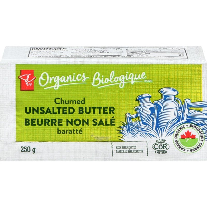PC Organics Fresh Churned Unsalted Butter 250 g