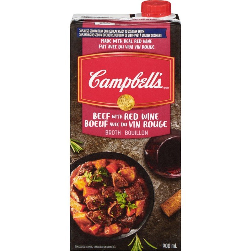 Campbell’s 30% Less Sodium Beef Broth with Red Wine 900 ml