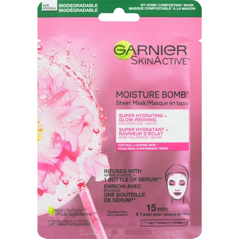 Garnier Skinactive Moisture Bomb Sheet Mask Super Hydrating + Glow Reviving 32 g