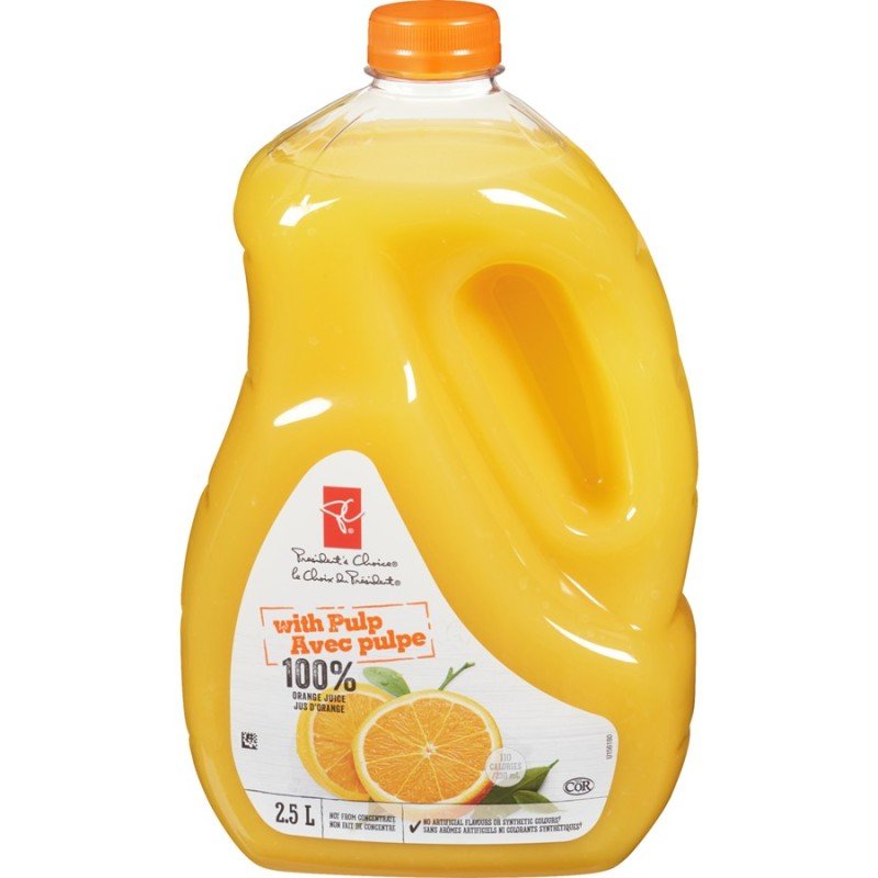 PC 100% Orange Juice with Pulp 2.5 L