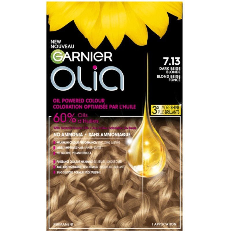 Garnier Olia Hair Colour 7.13 Dark Beige Blonde No Ammonia each