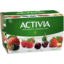 Danone Activia Yogurt Apple-Blackberry Raspberry Cherry Strawberry-Rhubarb 12 x 100 g