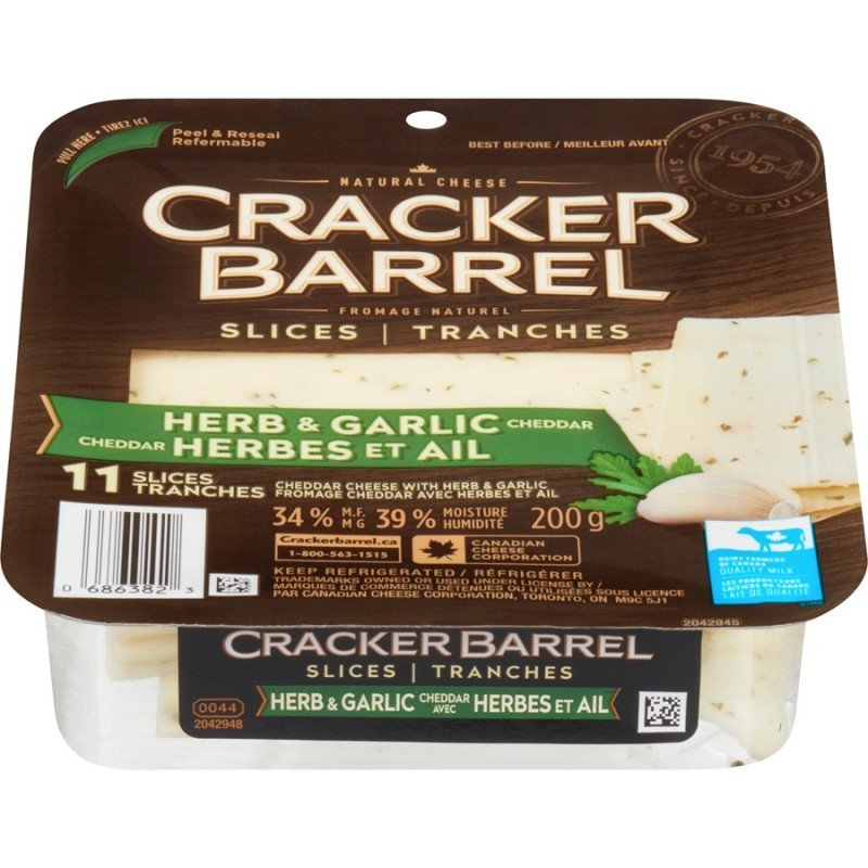 Cracker Barrel Cheese Slices Herb & Garlic 11's