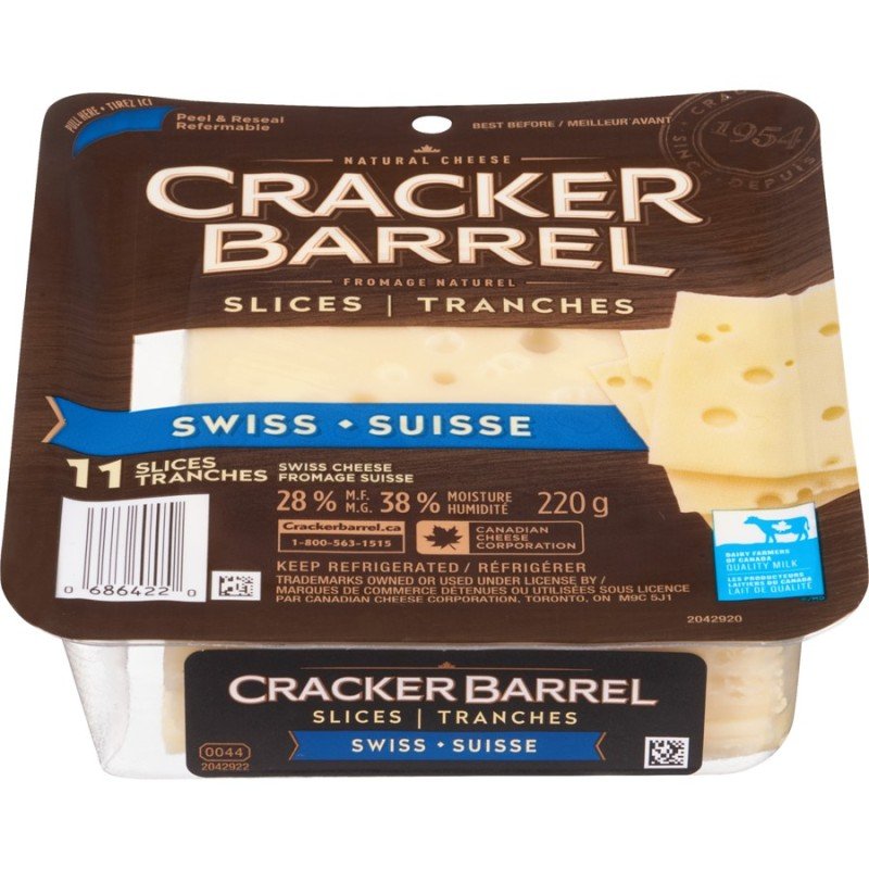Cracker Barrel Cheese Slices Swiss 11's