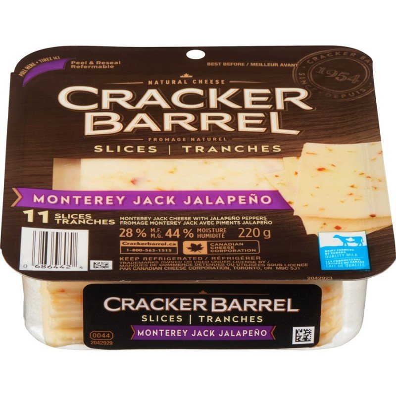 Cracker Barrel Cheese Slices Monterey Jack Jalapeno 11's