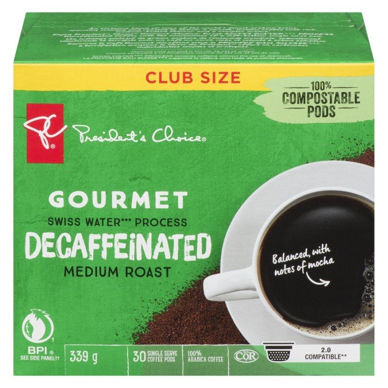 PC Gourmet Swiss Water Process Decaffeinated Medium Roast Coffee K-Cups 30's