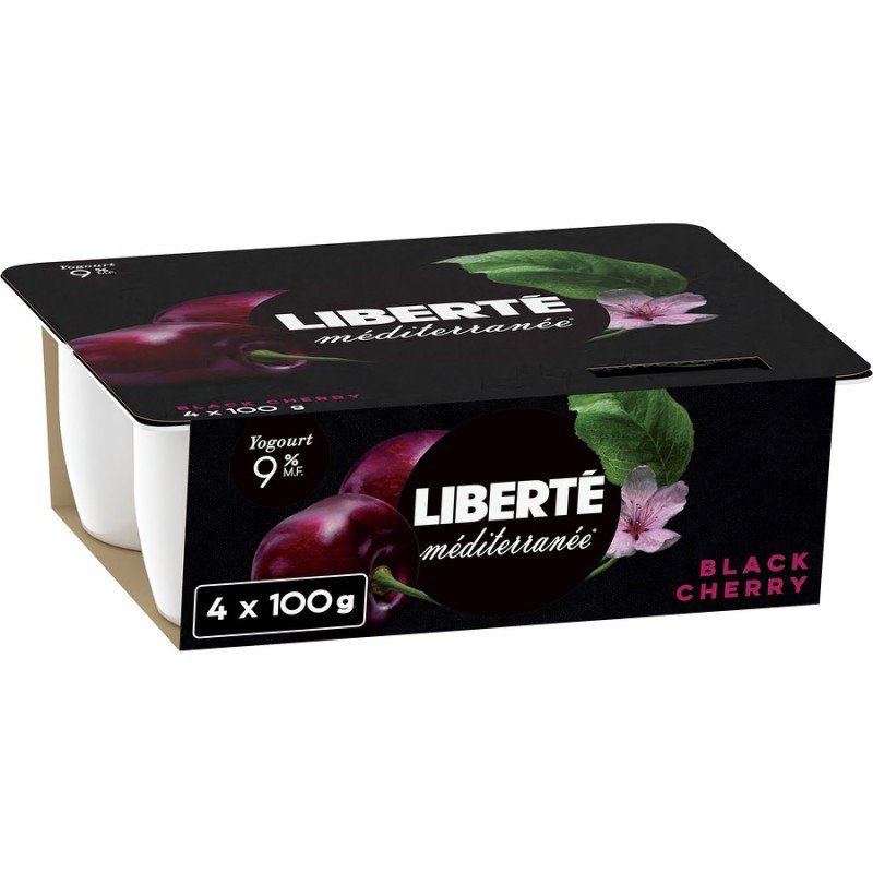 Liberte Mediterranee Yogurt Black Cherry 9% 4 x 100 g