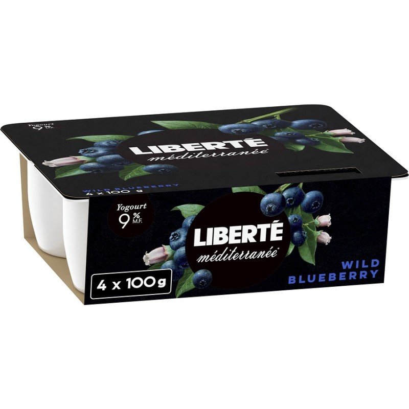 Liberte Mediterranee Yogurt Wild Blueberry 9% 4 x 100 g