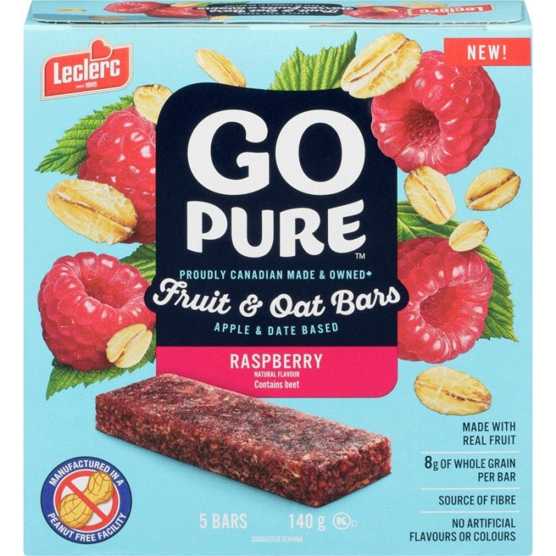 Leclerc Go Pure Fruit & Oat Bars Raspberry 140 g