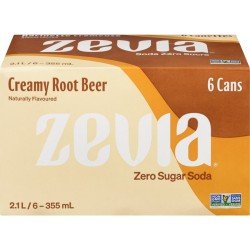 Zevia Zero Zero Sugar Soda Creamy Root Beer Sweetened with Stevia 6 x 355 ml