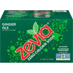 Zevia Zero Zero Sugar Soda Ginger Ale Sweetened with Stevia 6 x 355 ml