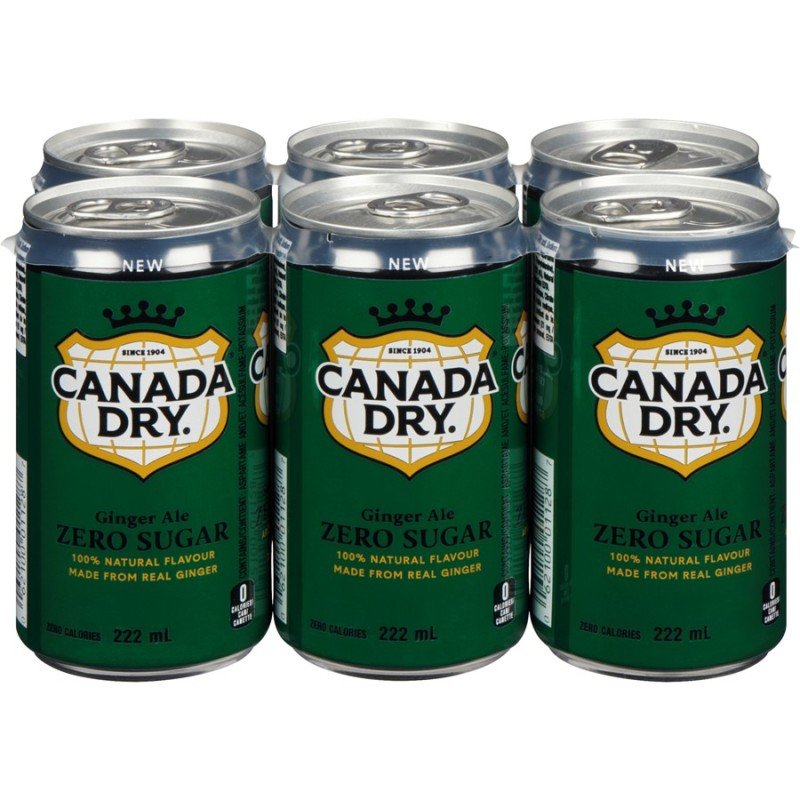 Canada Dry Ginger Ale Zero Sugar 6 x 222 ml