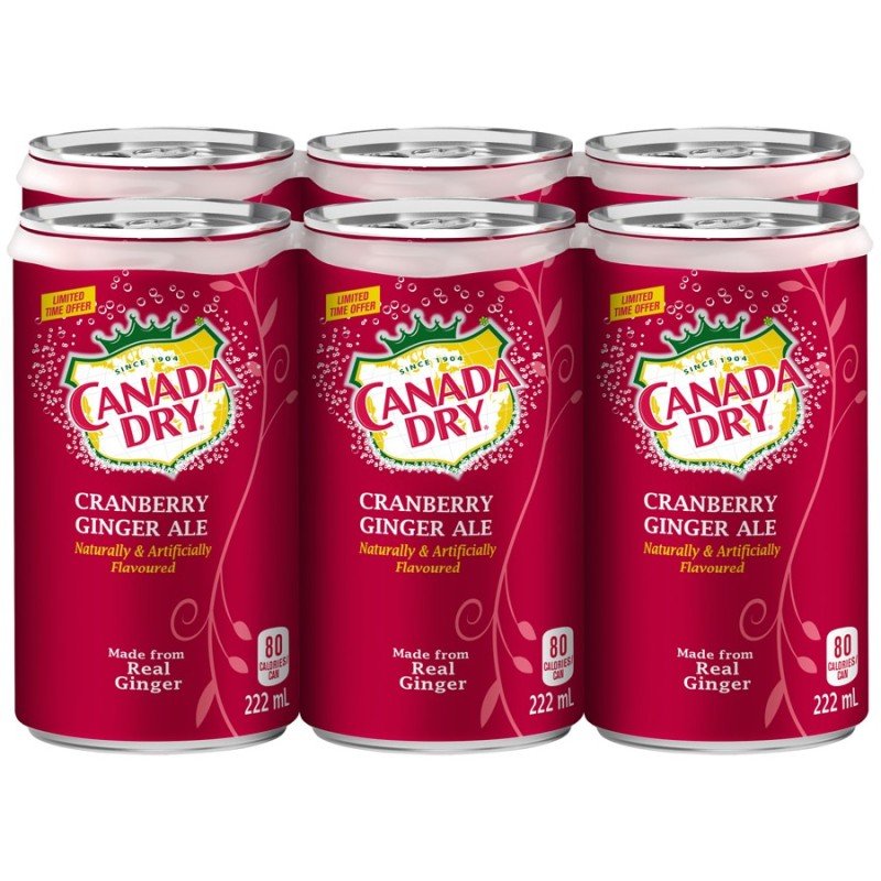 Canada Dry Limited Time Cranberry Ginger Ale 6 x 222 ml