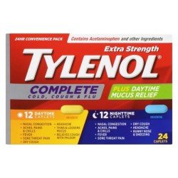 Tylenol Extra Strength Complete Cold Cough & Flu 12 Daytime 12 Nighttime Tabs 24's