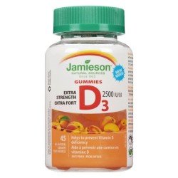 Jamieson Vitamin D3 Gummies Extra Strength 2500 IU Juicy Peach 45’s