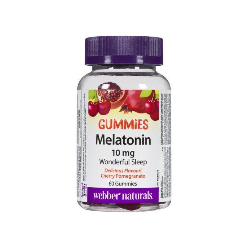 Webber Naturals Gummies Melatonin 10 mg Cherry Pomegranate 60’s