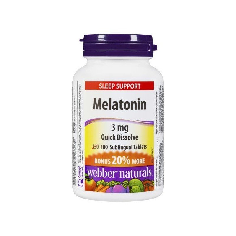 Webber Naturals Melatonin 3 mg Quick Dissolve Sublingual 180’s