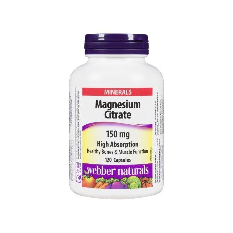 Webber Naturals Magnesium Citrate 150 mg High Absorption Capsules 120’s