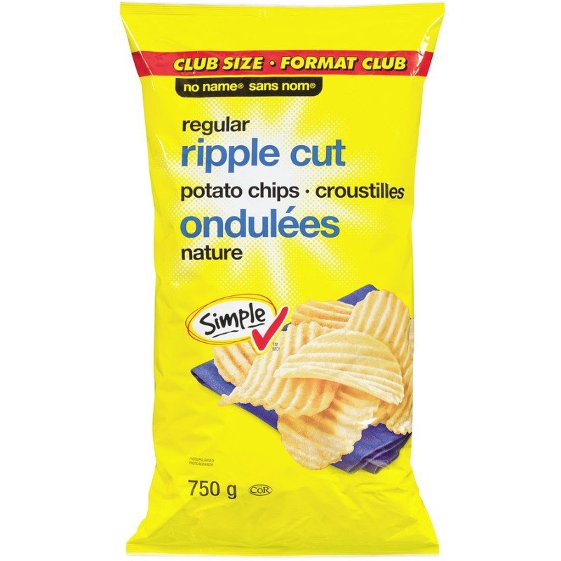 No Name Regular Ripple Cut Potato Chips 750 g