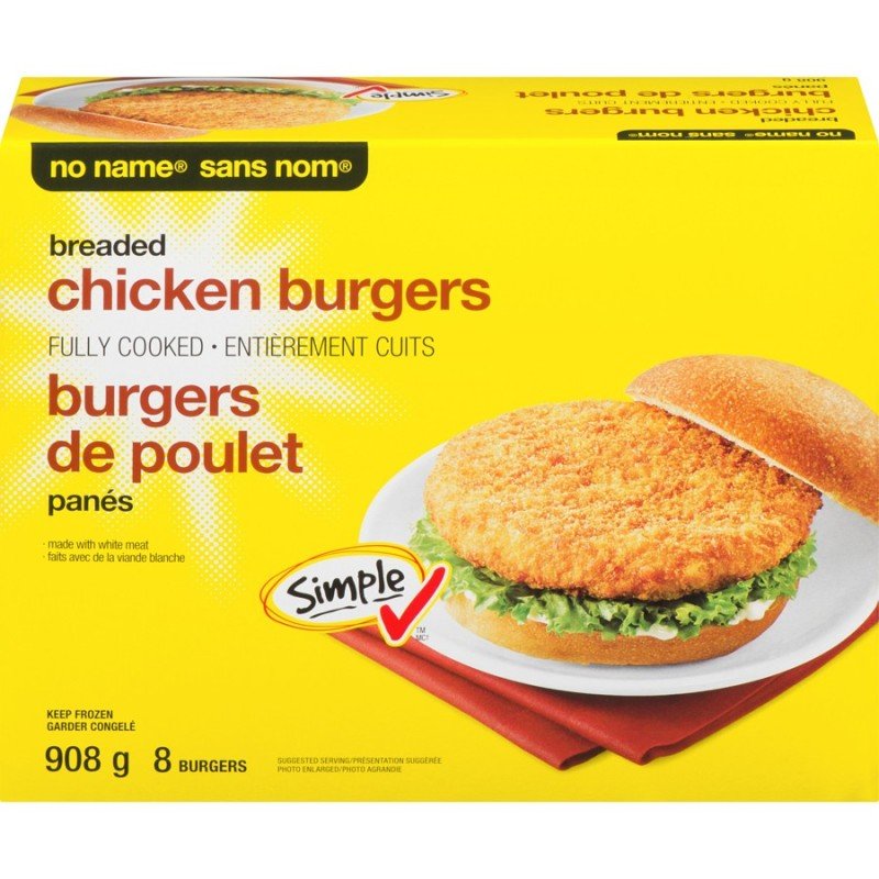 No Name Breaded Chicken Burgers 908 g