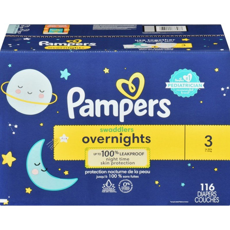 Pampers Swaddlers Overnites Diapers Size 3 116’s