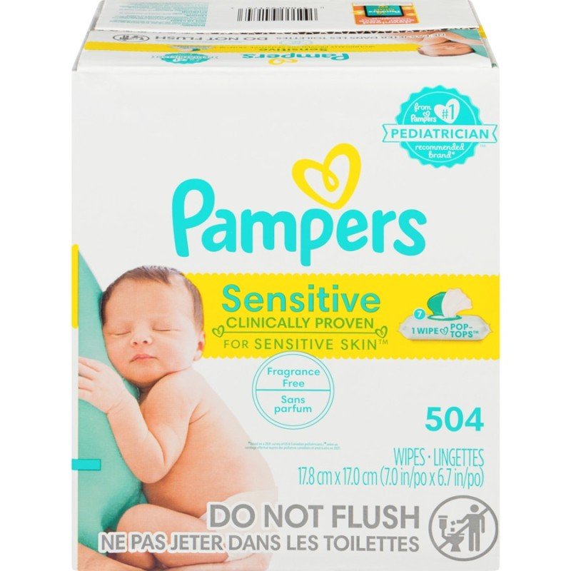 Pampers Baby Wipes Sensitive Fragrance Free 504's