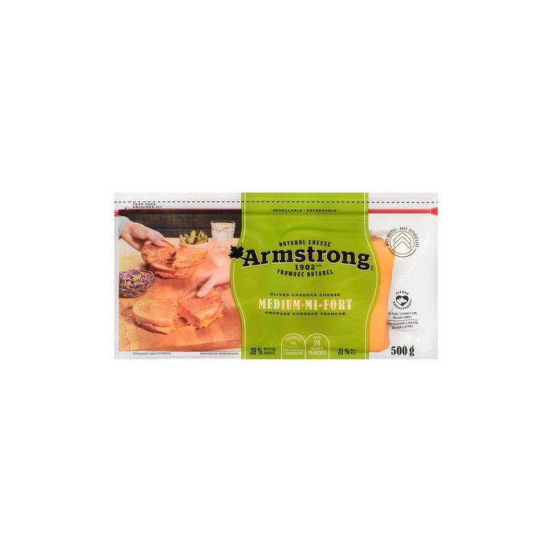 Armstrong Medium Natural Cheddar Cheese Slices 500 g